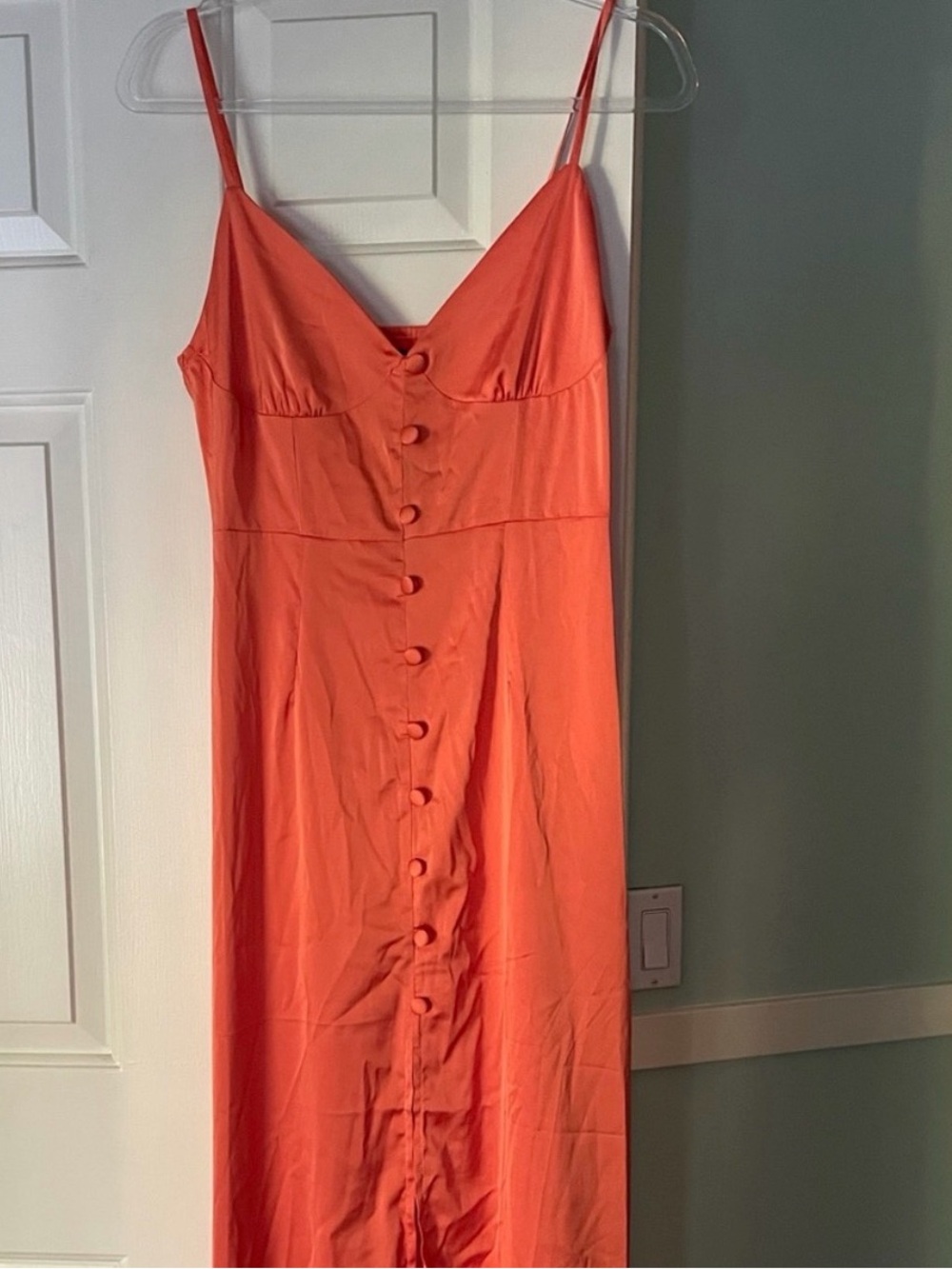 Nasty Gal Spaghetti Strap Button-Front Coral Midi Dress